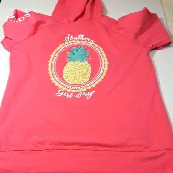 Women Sz M Pink Logo Graphic Hoodie Sweatshirt Southern Girl Preppy Y2K - Picture 4 of 12